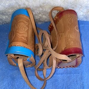 Vintage Hand Crafted, Stitched & Tooled Leather Crossbody purses.